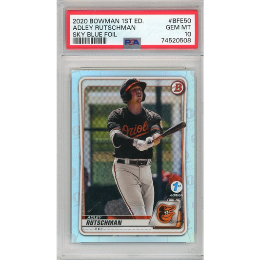 Graded PSA 10 Gem Mint 2020 Bowman 1st Adley Rutschman Sky Blue Foil RC