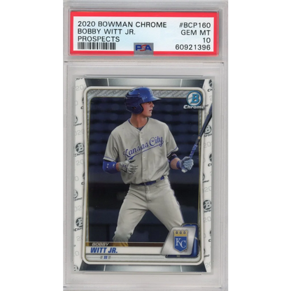 PSA graded Bobby Witt Jr baseball card from Treasure collection showing detailed front view