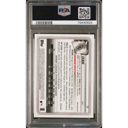 PSA graded 2020 Bowman Chrome Dylan Cease baseball card in protective slab