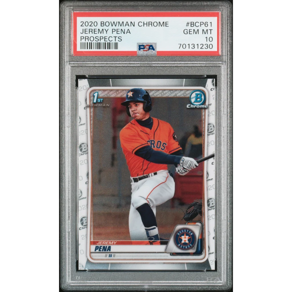 Graded 2020 Topps Bowman Chrome Jeremy Pena #BCP61 Prospects Rookie RC Baseball Card PSA 10 Gem Mint | Hall of Fame Sports Memorabilia | vintageantiquesgifts.com
