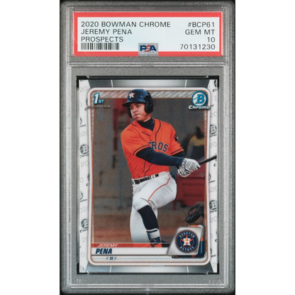 Graded 2020 Topps Bowman Chrome Jeremy Pena #BCP61 Prospects Rookie RC Baseball Card PSA 10 Gem Mint | Hall of Fame Sports Memorabilia | vintageantiquesgifts.com