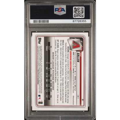 Graded 2020 Topps Bowman Chrome Zac Gallen #81 Rookie RC Baseball Card PSA 10 Gem Mint | PSA 10 Gem Mint Graded Rookie Card | vintageantiquesgifts.com