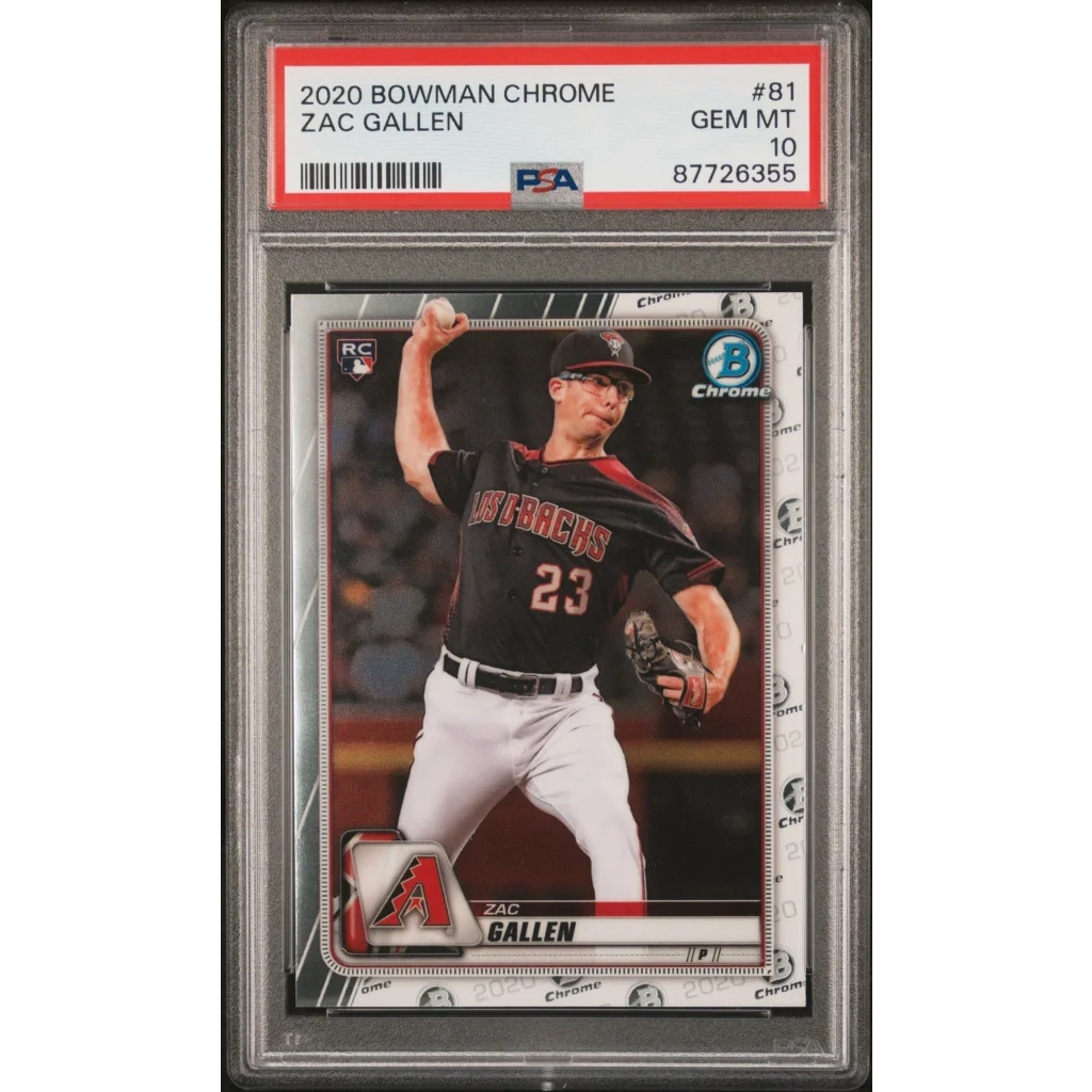 Graded 2020 Topps Bowman Chrome Zac Gallen #81 Rookie RC Baseball Card PSA 10 Gem Mint | Hall of Fame Sports Memorabilia | vintageantiquesgifts.com