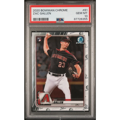 Graded 2020 Topps Bowman Chrome Zac Gallen #81 Rookie RC Baseball Card PSA 10 Gem Mint | Hall of Fame Sports Memorabilia | vintageantiquesgifts.com