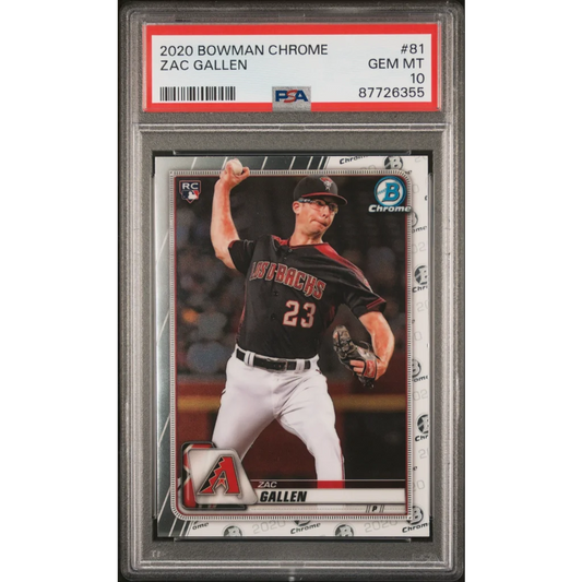 Graded 2020 Topps Bowman Chrome Zac Gallen #81 Rookie RC Baseball Card PSA 10 Gem Mint | Hall of Fame Sports Memorabilia | vintageantiquesgifts.com