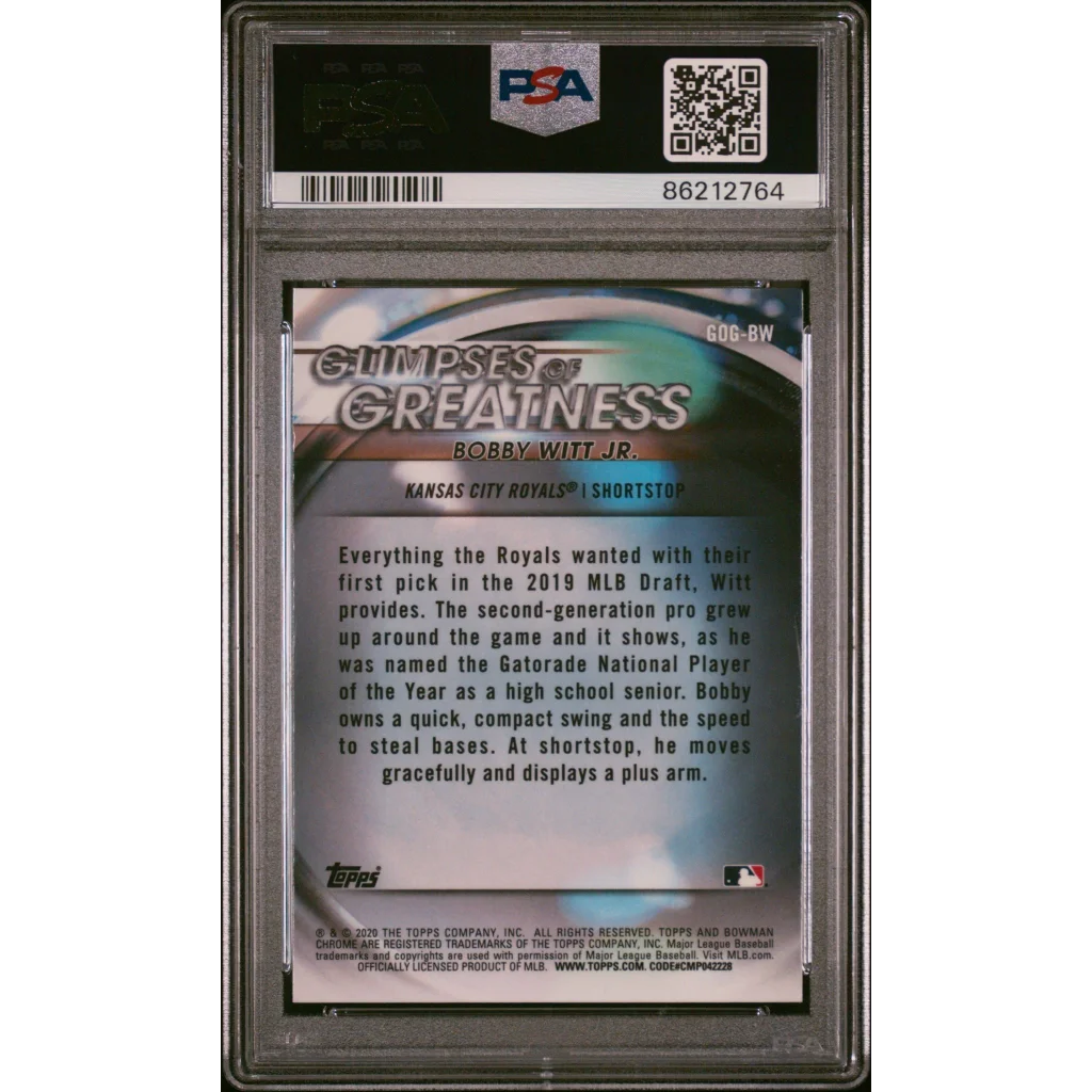 Graded PSA 10 Bobby Witt Jr Glimpses of Greatness Rookie Card baseball card