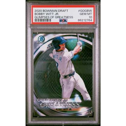 2020 Bowman Draft Bobby Witt Jr Glimpses of Greatness baseball card PSA GEM MT 10