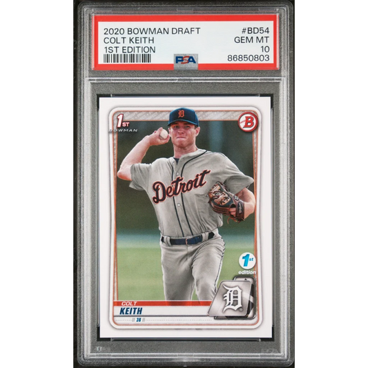 PSA 10 Colt Keith Rookie Card gem mint sports collectible featuring 2020 Bowman Draft card
