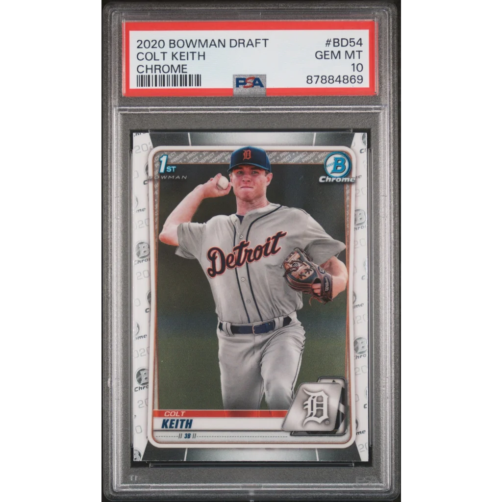 PSA graded 2020 Bowman Draft Colt Keith Chrome baseball card for collectors