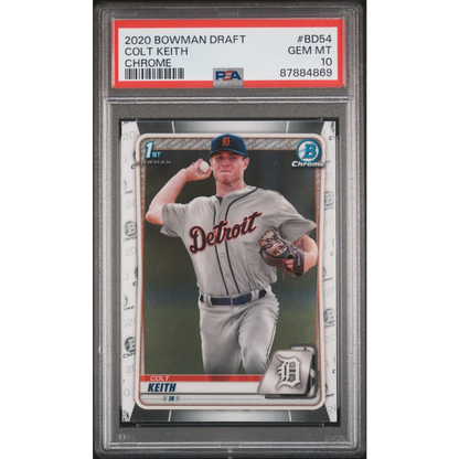 PSA graded 2020 Bowman Draft Colt Keith Chrome baseball card for collectors