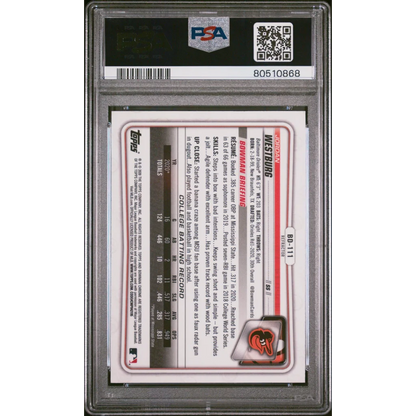 Graded 2020 Topps Bowman Draft Jordan Westburg #BD111 Chrome Refractor Rookie RC Baseball Card PSA 10 Gem Mint | PSA 10 Gem Mint Graded Rookie Card | vintageantiquesgifts.com