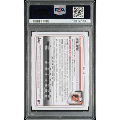 PSA Graded 2020 Bowman Draft Jordan Westburg Baseball Card in protective slab by professional sports authenticator