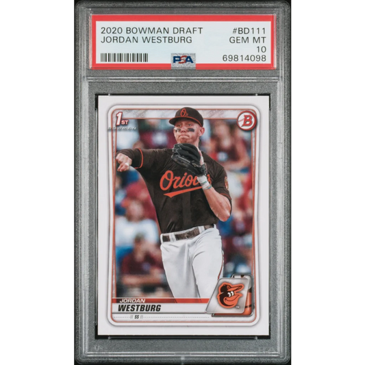 PSA graded 2020 Bowman Draft Jordan Westburg baseball card by professional sports authenticator