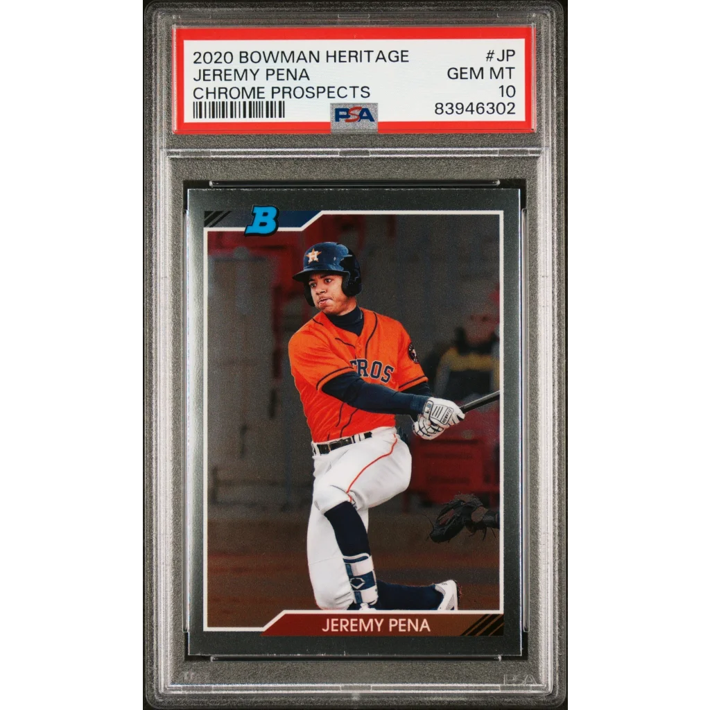 Graded 2020 Topps Bowman Heritage Jeremy Pena #JP Chrome Prospects Rookie RC Baseball Card PSA 10 Gem Mint | Hall of Fame Sports Memorabilia | vintageantiquesgifts.com
