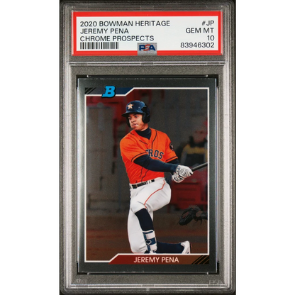 Graded 2020 Topps Bowman Heritage Jeremy Pena #JP Chrome Prospects Rookie RC Baseball Card PSA 10 Gem Mint | Hall of Fame Sports Memorabilia | vintageantiquesgifts.com