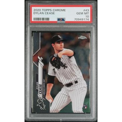 Graded 2020 Topps Chrome Dylan Cease #43 RC PSA 10 Gem Mint card