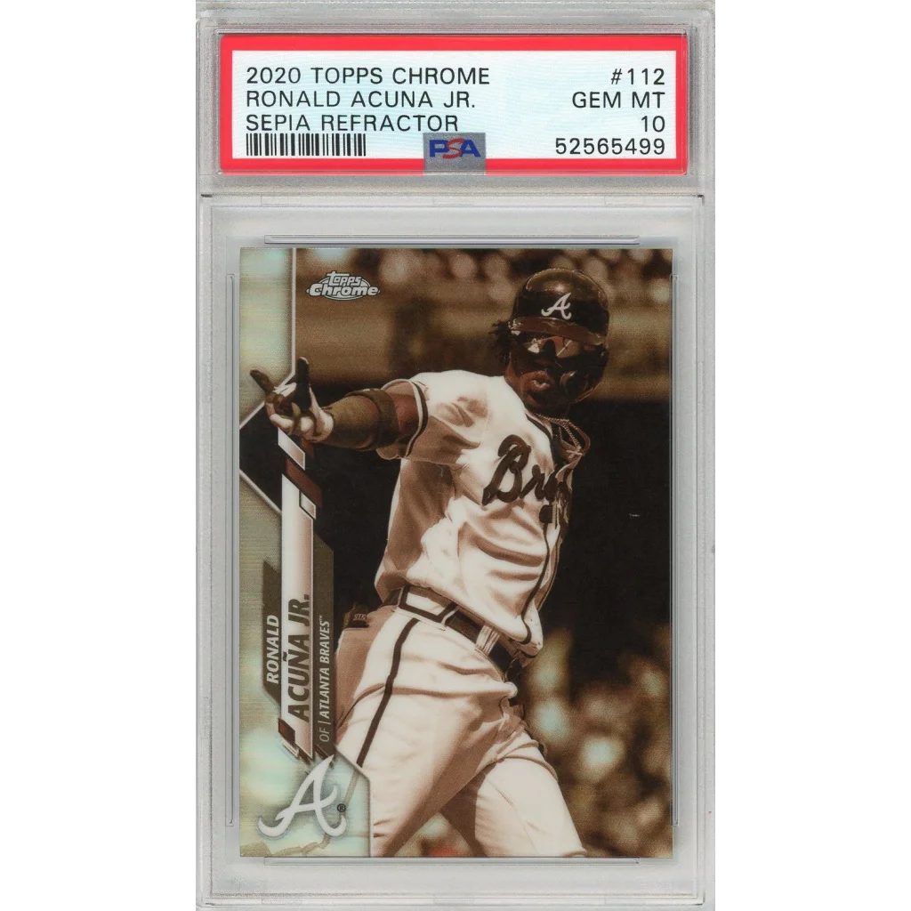 PSA graded Topps Chrome Ronald Acuna Jr Sepia Refractor sports card for collectors