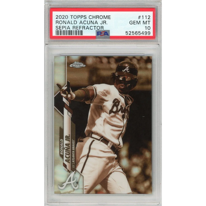 PSA graded Topps Chrome Ronald Acuna Jr Sepia Refractor sports card for collectors