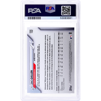 Graded PSA 10 Zac Gallen 2019 Topps Chrome Rookie Card Prizm Refractor Treasure