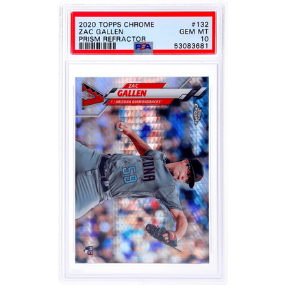 2020 Topps Chrome Zac Gallen Prizm Refractor baseball card graded PSA GEM MT 10