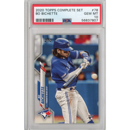 PSA graded 2020 Topps Complete Set Bo Bichette baseball card displayed in product image