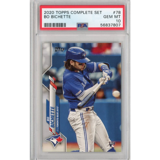 PSA graded 2020 Topps Complete Set Bo Bichette baseball card displayed in product image
