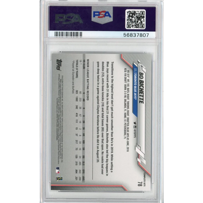Graded Bo Bichette 2020 Topps Complete Set Baseball Card in PSA case