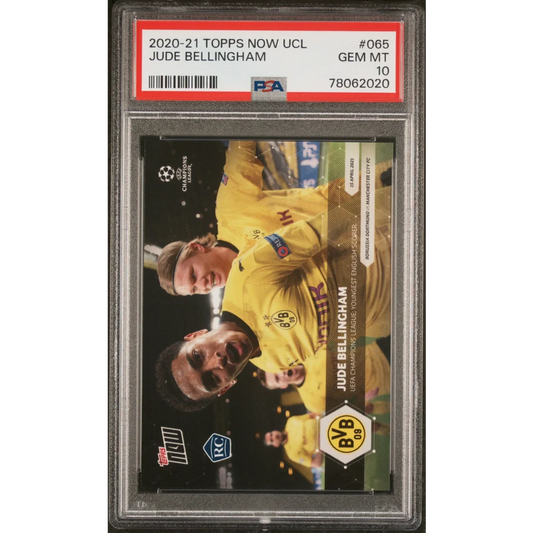 PSA Graded Jude Bellingham Soccer Card Treasure showing a graded football trading card