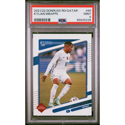 PSA graded Kylian Mbappé 2021 Donruss Road to Qatar soccer card