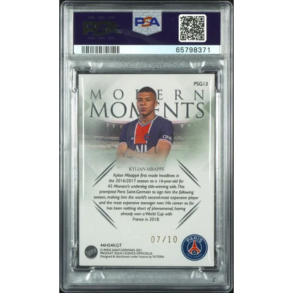 Graded PSA 10 Kylian Mbappe PSG 2016-17 Modern Moments Rookie Card
