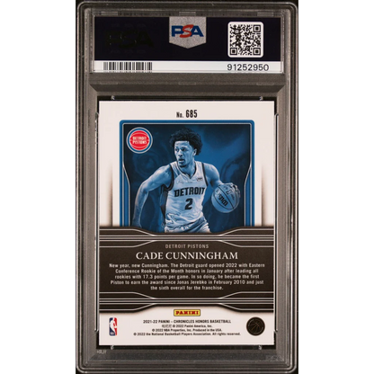 Graded PSA 10 Cade Cunningham Rookie Card Pistons Jersey Gem Mint Perfect