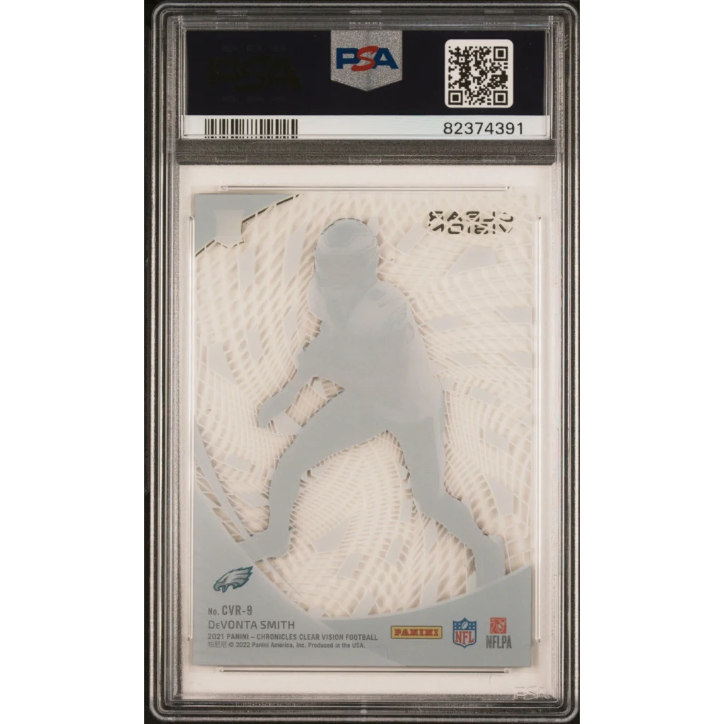 PSA graded Devonta Smith 2021 Chronicles rookie card for football collectors