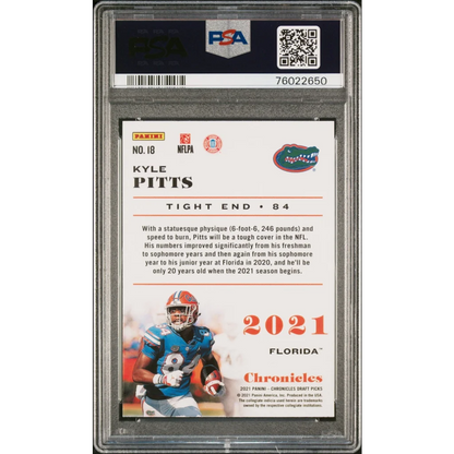 PSA Graded Kyle Pitts Panini Chronicles Rookie Card football card image