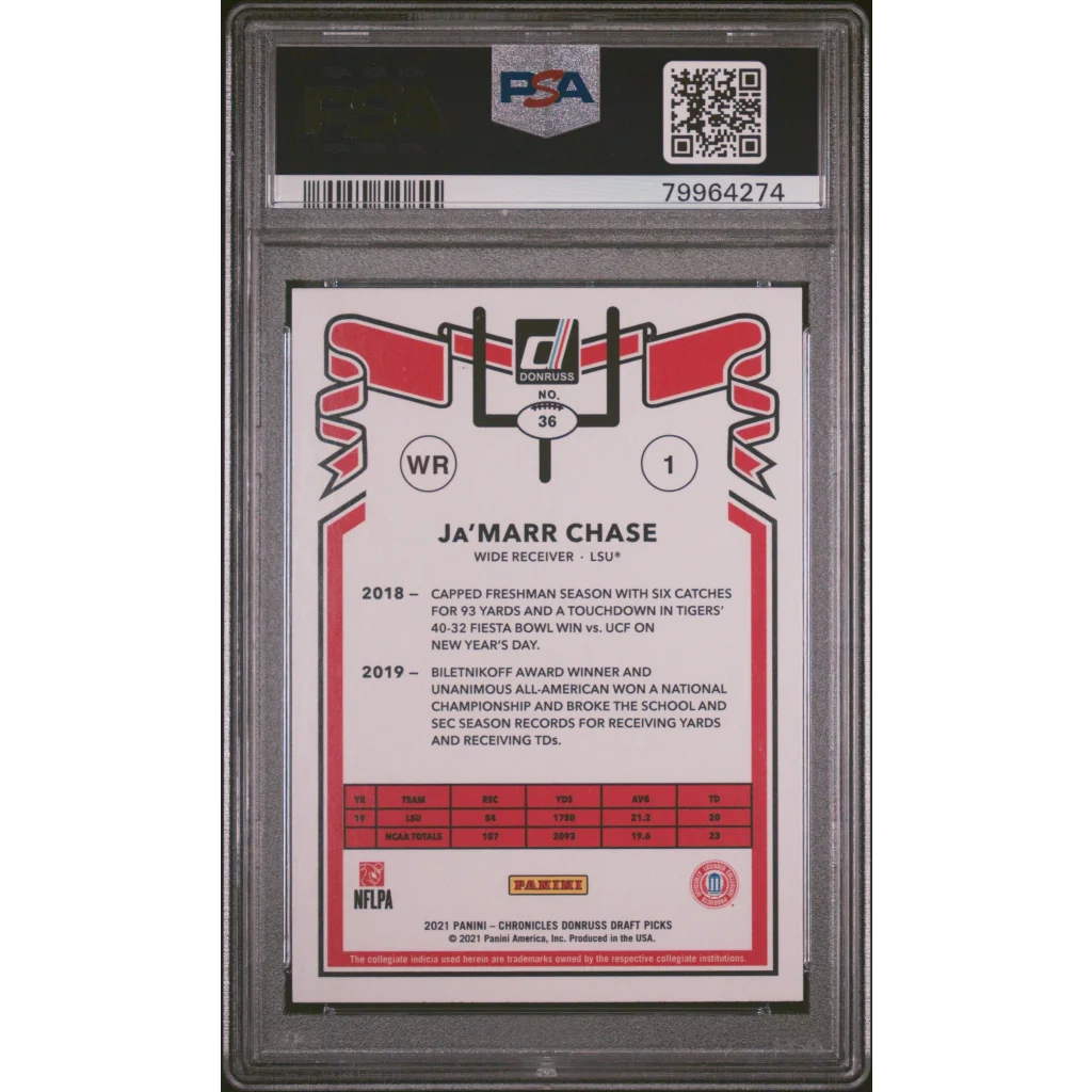Professional PSA graded JaMarr Chase 2021 Panini rookie card for collectors