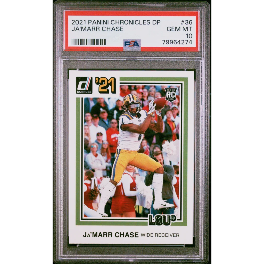 PSA graded JaMarr Chase 2021 Panini rookie card for football collectors