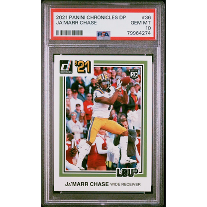 PSA graded JaMarr Chase 2021 Panini rookie card for football collectors