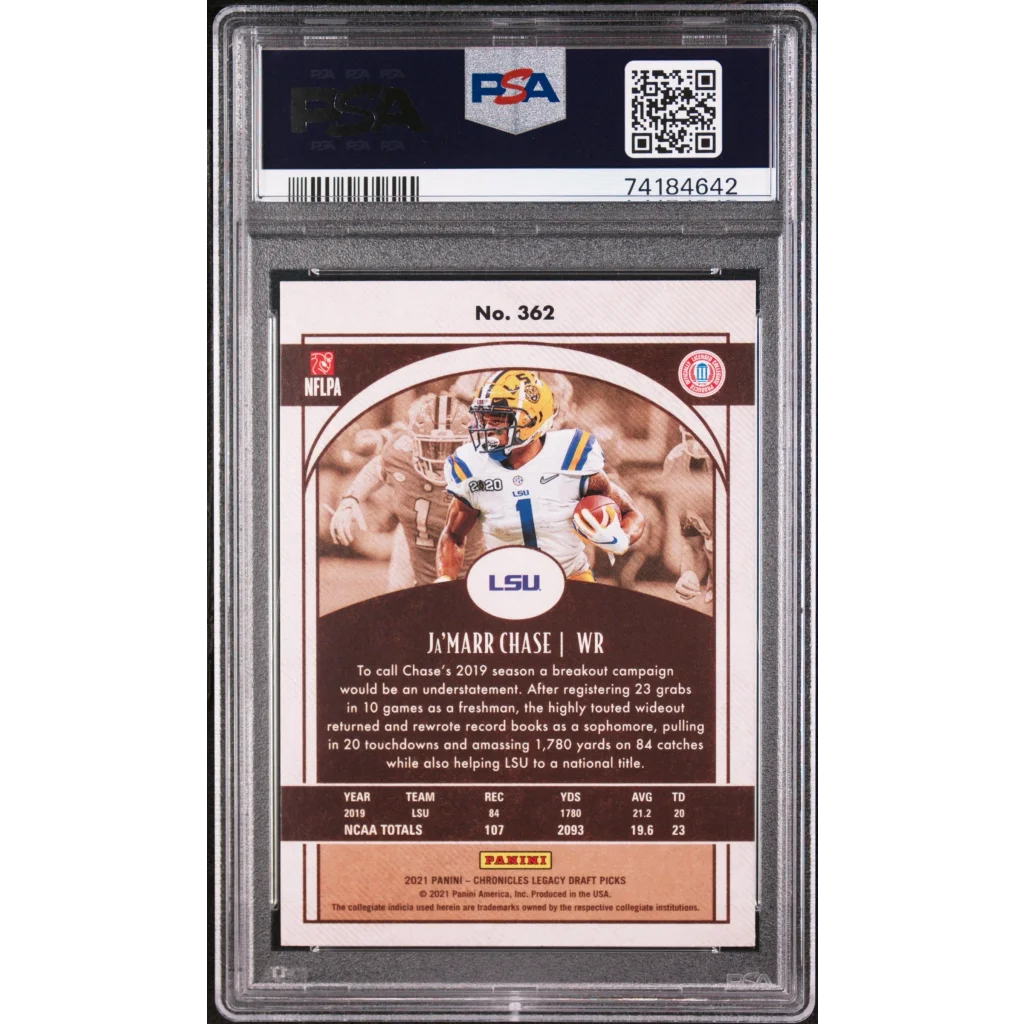 PSA graded 2021 Panini Chronicles Ja’Marr Chase rookie football card