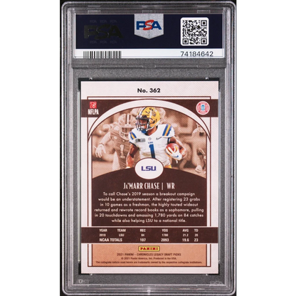 PSA graded 2021 Panini Chronicles Ja’Marr Chase rookie football card