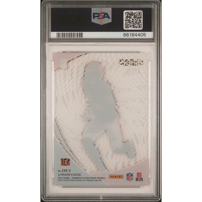 Graded 2021 Panini Chronicles Ja'Marr Chase #CVR5 Clear Vision Rookies RC Football Card PSA 10 Gem Mint | PSA 10 Gem Mint Graded Rookie Card | vintageantiquesgifts.com