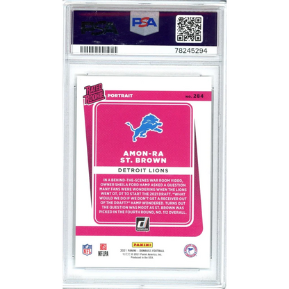 PSA graded Amon-Ra St. Brown 2021 Panini Donruss rookie football card