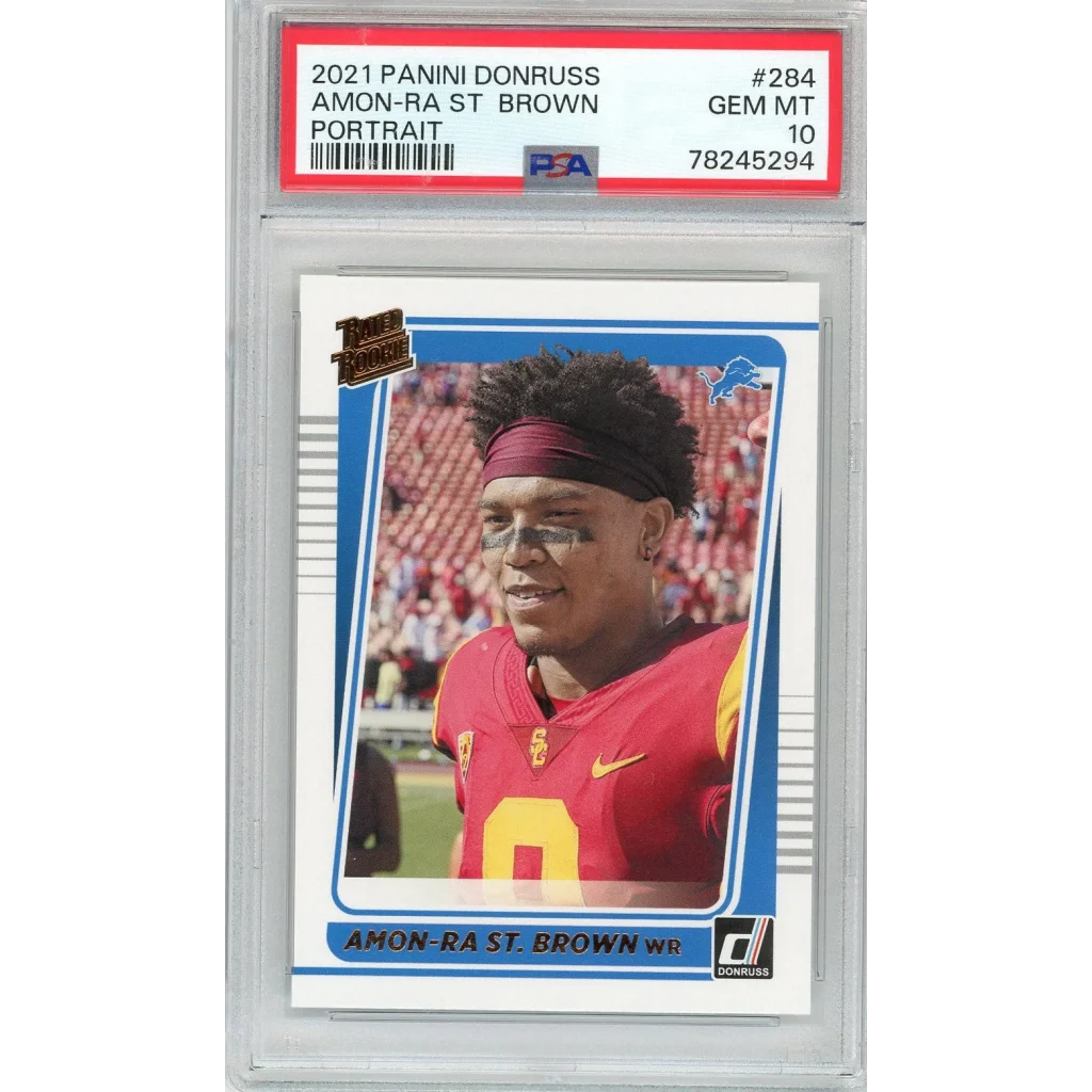PSA Graded 2021 Panini Donruss Amon-Ra St. Brown rookie football card