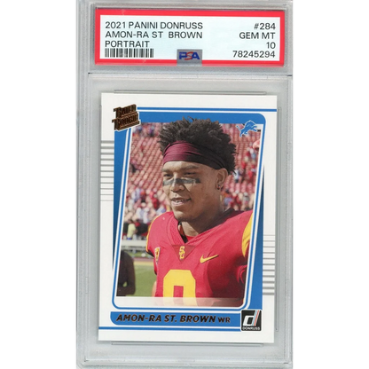 PSA Graded 2021 Panini Donruss Amon-Ra St. Brown rookie football card