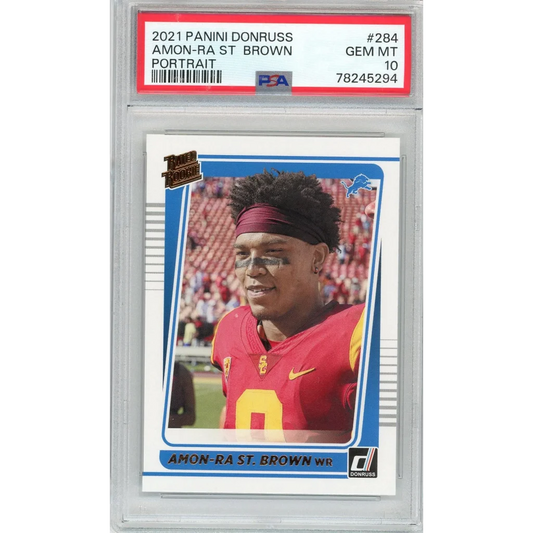 PSA Graded 2021 Panini Donruss Amon-Ra St. Brown rookie football card