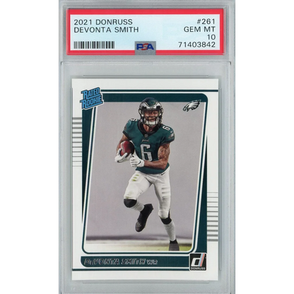 Graded 2021 Panini Donruss DeVonta Smith #261 Rookie RC Football Card PSA 10 Gem Mint | Hall of Fame Sports Memorabilia | vintageantiquesgifts.com