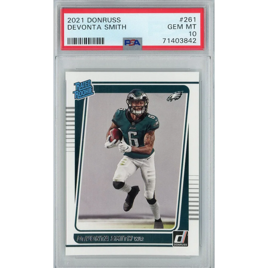 Graded 2021 Panini Donruss DeVonta Smith #261 Rookie RC Football Card PSA 10 Gem Mint | Hall of Fame Sports Memorabilia | vintageantiquesgifts.com