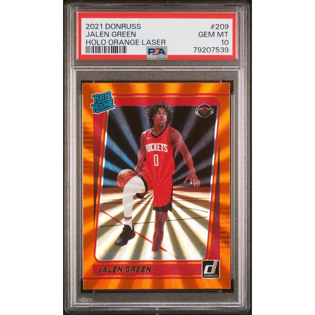PSA 10 Gem Mint 2021 Donruss Jalen Green Holo Orange Laser Rookie Card