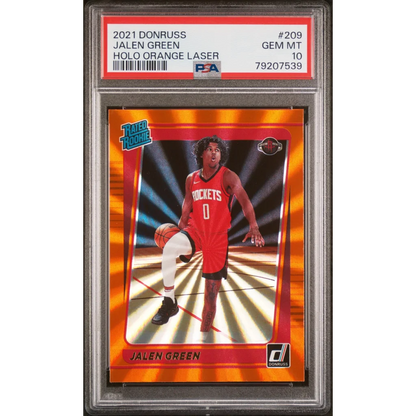 PSA 10 Gem Mint 2021 Donruss Jalen Green Holo Orange Laser Rookie Card