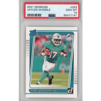 2021 Donruss Jaylen Waddle football card PSA graded by Professional Sports Authenticator