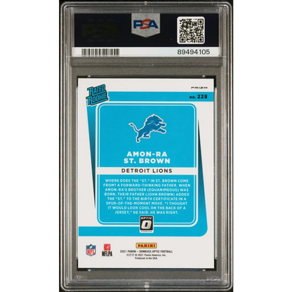 Graded PSA 10 2021 Panini Donruss Optic Amon-Ra St. Brown Lions Rookie Card