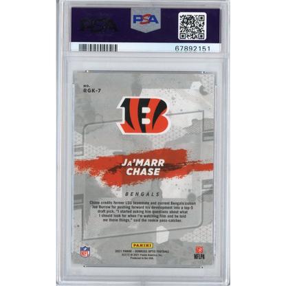 Graded PSA 10 2021 Panini Donruss Optic Ja’Marr Chase Bengals RC Card